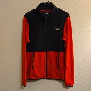 The North Face Men's Red and Black Fleece Jacket - Small